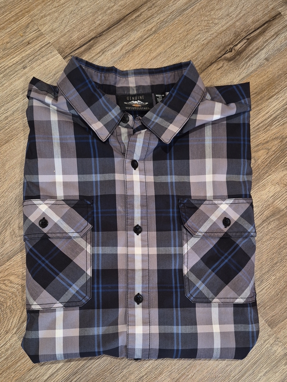 Harley Davidson Plaid Button-Up Shirt - Blue & Gray